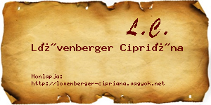 Lövenberger Cipriána névjegykártya